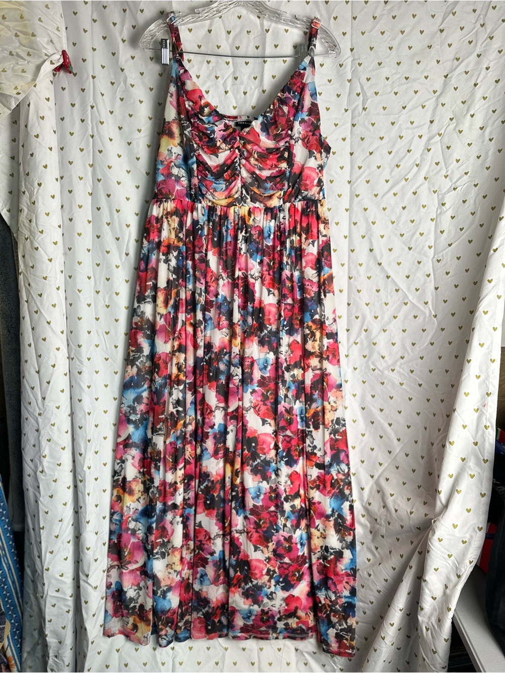 torrid Pink Red Multi-Color Floral Maxi Dress